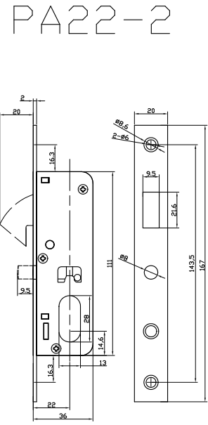 PA22-1 blenderåpning for låsesylinder